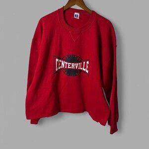 Russell Athletic Centerville Cropped Crewneck Red Sz XXL Y2K